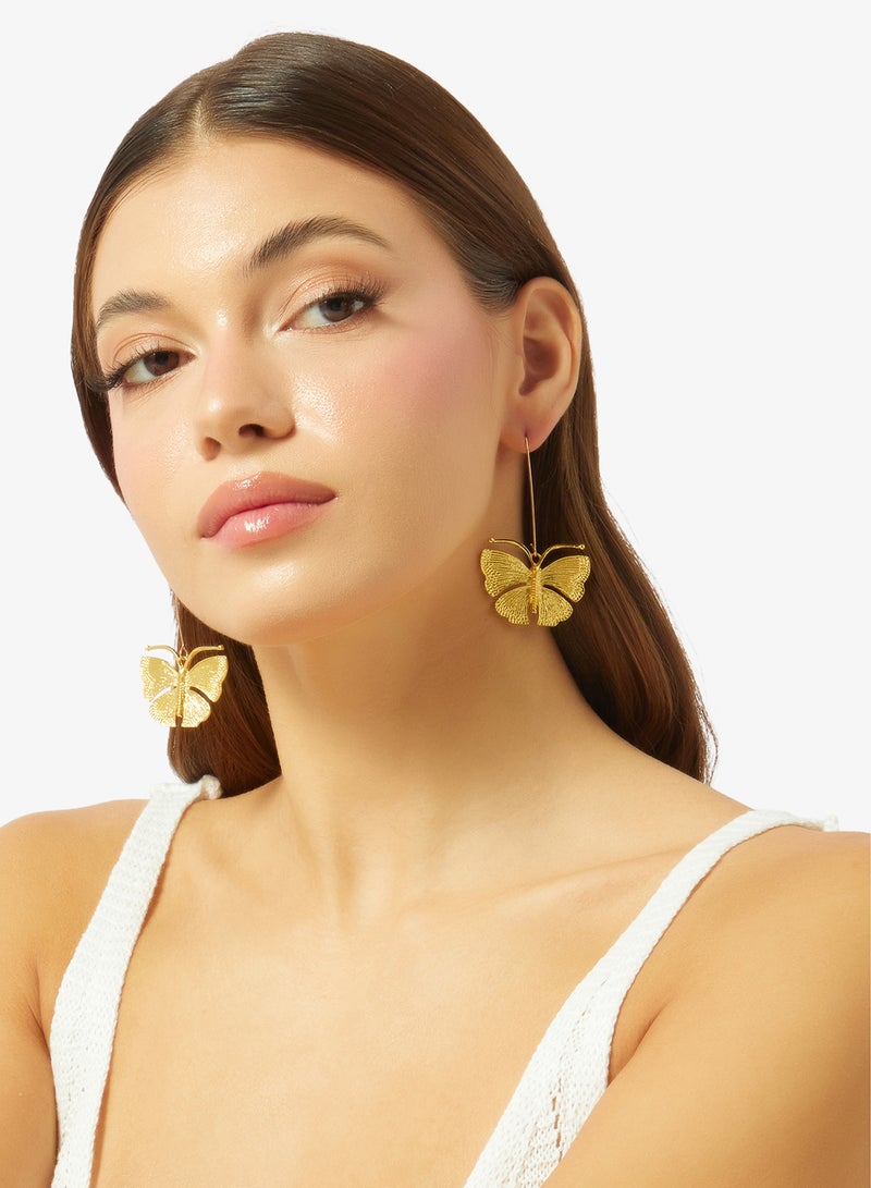 ELLA Butterfly Shaped Drop Down Earrings - Image 3