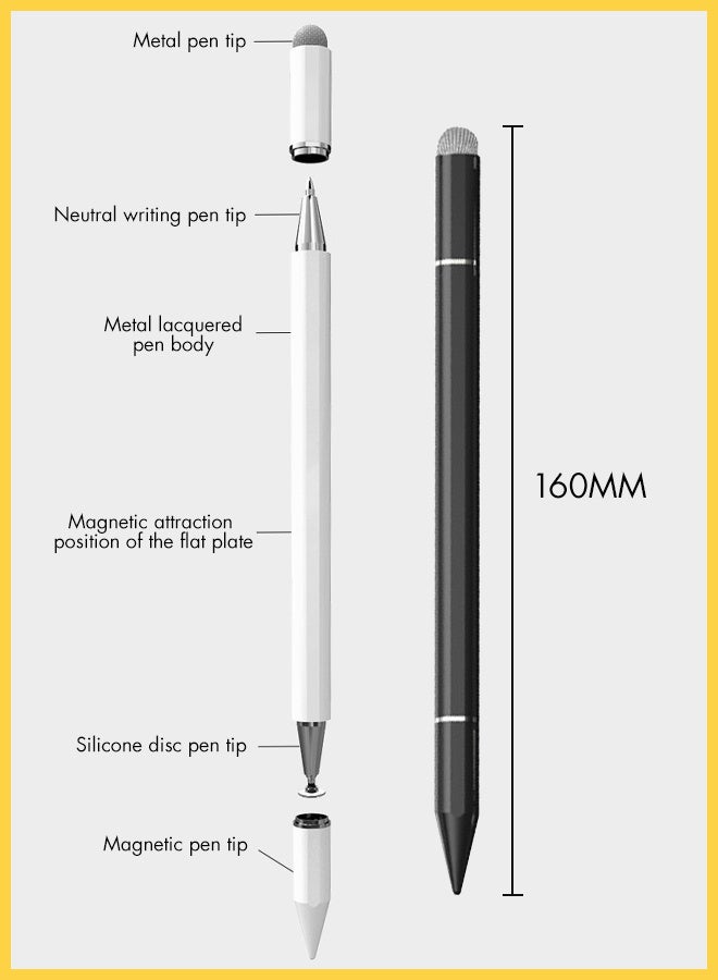 تشورود 3 في 1 القلم الحساس للتصميم لأجهزة الآيباد، القلم المغناطيسي، القلم الذكي لأندرويد، القلم التفاعلي لشاشة اللمس الشامل للقلم لأجهزة آبل/آي فون/آي باد برو/ميني/آير/قلم ايبادأندرويد/ميكروسوفت/سامسونج جالكسي الشخصي/قلم رصاص كريم/سامسونج a9+ القلم التفاعلي لشاشة اللمس السعوي -(أبيض)قلم ايباد قلم تابلت شاومي  متوافق مع هونر باد 8 قلم تابلت جالكسي قلم ايباد - Image 3