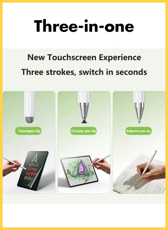 تشورود 3 في 1 القلم الحساس للتصميم لأجهزة الآيباد، القلم المغناطيسي، القلم الذكي لأندرويد، القلم التفاعلي لشاشة اللمس الشامل للقلم لأجهزة آبل/آي فون/آي باد برو/ميني/آير/قلم ايبادأندرويد/ميكروسوفت/سامسونج جالكسي الشخصي/قلم رصاص كريم/سامسونج a9+ القلم التفاعلي لشاشة اللمس السعوي -(أبيض)قلم ايباد قلم تابلت شاومي  متوافق مع هونر باد 8 قلم تابلت جالكسي قلم ايباد - Image 2
