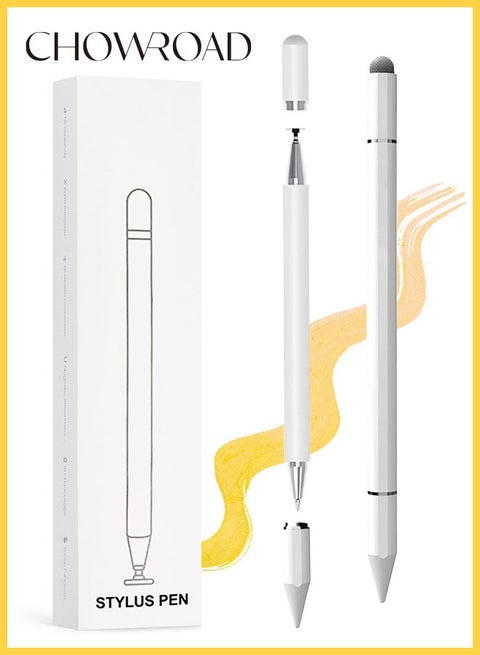 3 In 1 Design Sensitive Stylus Stylus for iPad,Magnetic stylus，pencil ipad，smart pen for android，Universal Stylus Pens Touch Screens for Apple/iPhone/iPad pro/Mini/Air/Android/Microsoft/Samsung Galaxy PC Tablets /honor pencil/samsung a9+ All Capacitive Touch Screens tip interactive pen- (White)