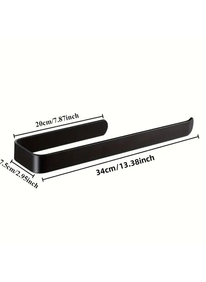 Black ABS Wall Mounted No Drill Towel Rack Paper Holder Kitchen Bath Organizer - Image 3