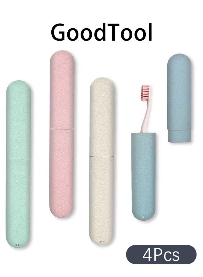 GoodTool 4 Piece Travel Toothbrush Case Portable Toothbrush Storage Cases Toothbrushes Cover Case Container for Daily Life School Outgoing Hiking Camping - Image 1