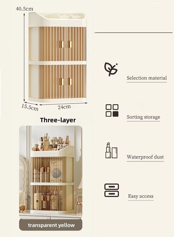 منظم مكياجمنظمات تسريحة منظمات مكياج صندوق تخزين مستحضرات التجميل، منظم مكياج كبير، منظم للعناية بالبشرة مع أدراج كبيرة، منظم سطح الطاولة، منظم للعناية بالبشرة، حامل مستحضرات التجميل للفرش واللوشن وأحمر الشفاه والعطور - Image 2