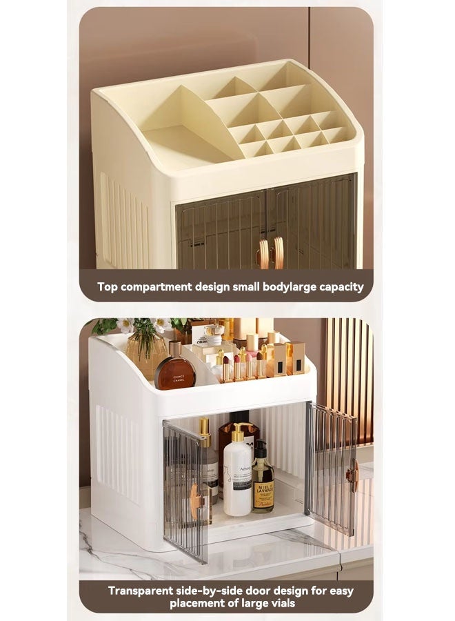 منظم مكياجمنظمات تسريحة منظمات مكياج صندوق تخزين مستحضرات التجميل، منظم مكياج كبير، منظم للعناية بالبشرة مع أدراج كبيرة، منظم سطح الطاولة، منظم للعناية بالبشرة، حامل مستحضرات التجميل للفرش واللوشن وأحمر الشفاه والعطور - Image 4