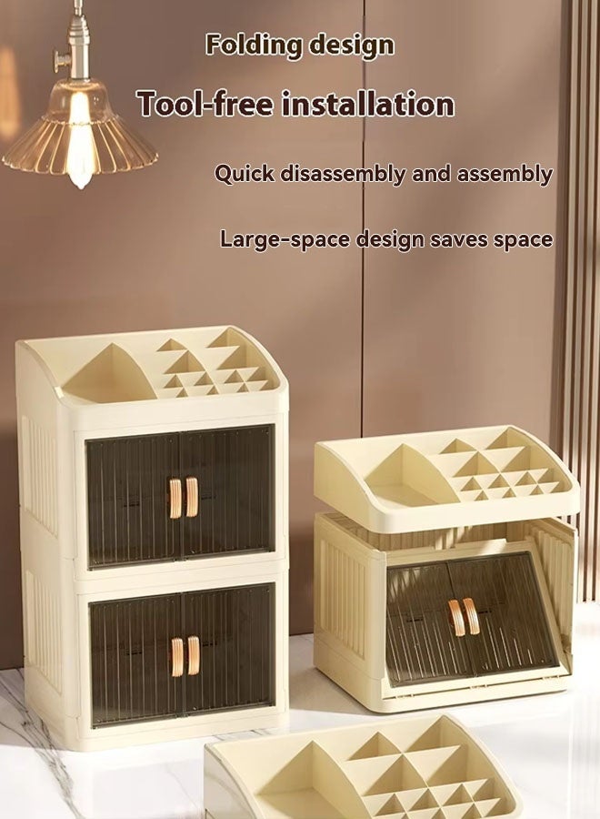 منظم مكياجمنظمات تسريحة منظمات مكياج صندوق تخزين مستحضرات التجميل، منظم مكياج كبير، منظم للعناية بالبشرة مع أدراج كبيرة، منظم سطح الطاولة، منظم للعناية بالبشرة، حامل مستحضرات التجميل للفرش واللوشن وأحمر الشفاه والعطور - Image 5