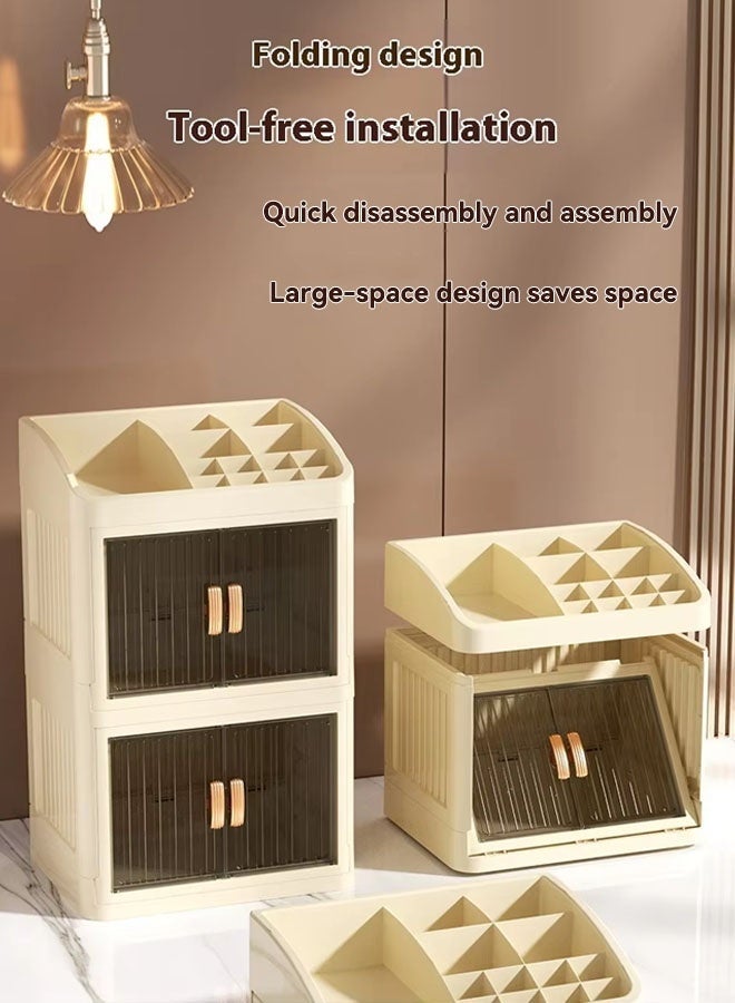 Lasola Cosmetic Storage Box,Large Makeup Organizer, Perfume Organizer with Large Drawers Countertop Organizer,Large storage cabinet with Drawers Skincare Organizers Vanity Holder for Brushes, Lotions, Lipstick, Perfume - Image 3