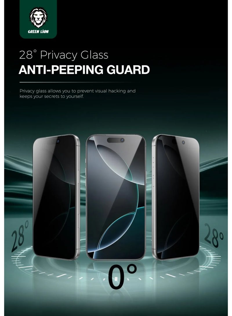 GREEN LION 9H Steve Privacy Glass iPhone 17 Pro with Anti Fingerprint & Grease Resistance / Highly Responsive / Anti-Peeping - Black Edge/Privacy - Image 2