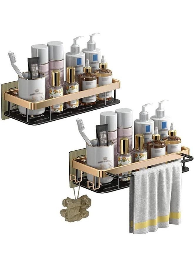 Y&D Adhesive Shower Caddy, 2 Pack Organizer Shelf No Drilling Bathroom Basket Rustproof & Waterproof Holder Rack with Towel Bar and Hooks for Bathroom, Kitchen  - Image 1