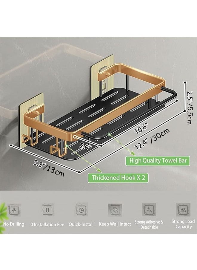Y&D Adhesive Shower Caddy, 2 Pack Organizer Shelf No Drilling Bathroom Basket Rustproof & Waterproof Holder Rack with Towel Bar and Hooks for Bathroom, Kitchen  - Image 2