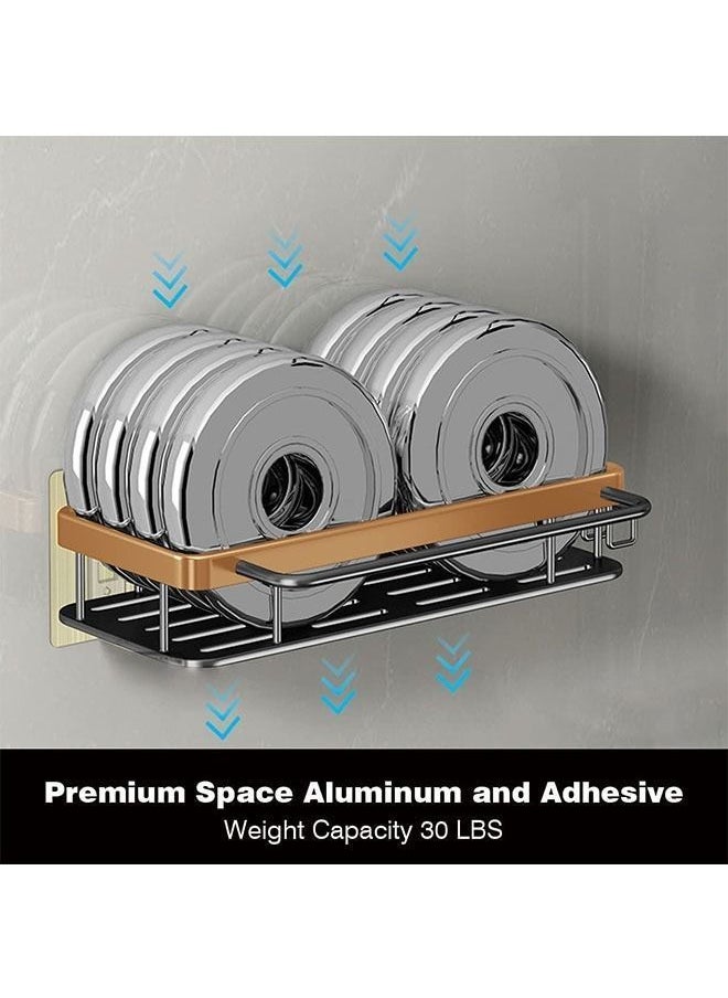 Y&D Adhesive Shower Caddy, 2 Pack Organizer Shelf No Drilling Bathroom Basket Rustproof & Waterproof Holder Rack with Towel Bar and Hooks for Bathroom, Kitchen  - Image 4