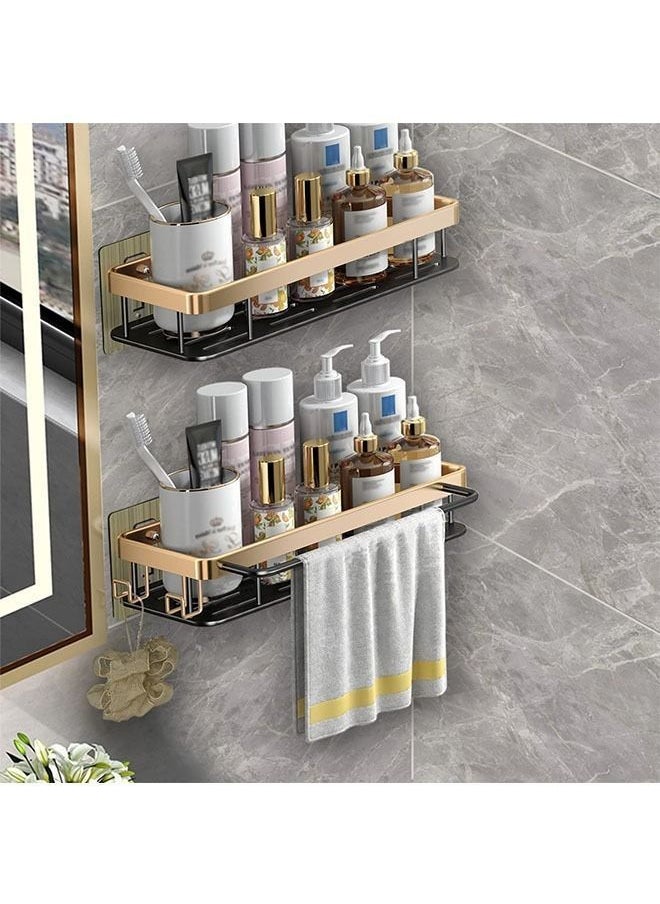 Y&D Adhesive Shower Caddy, 2 Pack Organizer Shelf No Drilling Bathroom Basket Rustproof & Waterproof Holder Rack with Towel Bar and Hooks for Bathroom, Kitchen  - Image 3