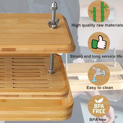 Glowgath Tofu Press,Large Bamboo Tofu Press with Tofu Strainer,Drip Tray and Cheesecloth, BPA Free,Easy to Clean,Easily Remove Water from Silken/Firm/Extra Firm Tofu,Great Gift for Tofu Lover - Image 3