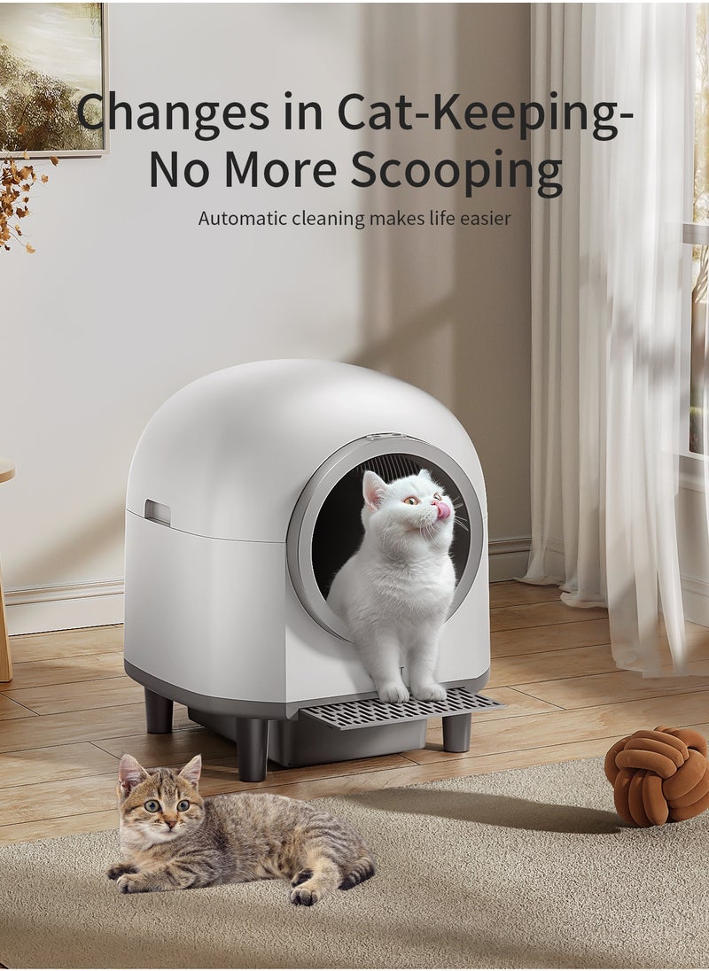 Generic - Smart Cat Litter Box Self Cleaning with Stairs,100L Automatic Litter Box Can be Used for 14 Days,10 Safety Sensor Radars/Advanced Odor Control/APP-WiFi-Control-White - Image 1