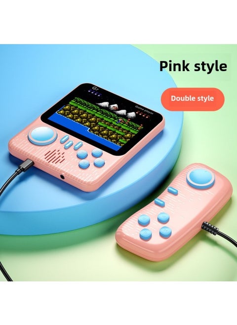 Handheld Game Machine Ultra-thin G7 Macaron Game Machine Nostalgic 666 Game HD Color FC Game Machine-Model:Quality-Doubles/Pink (built-in 666 Games)