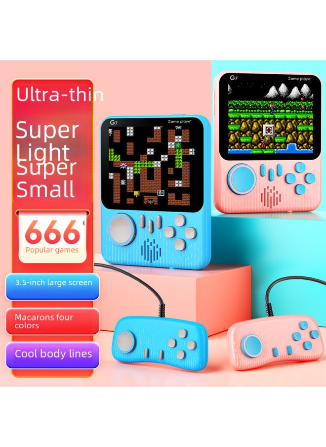 Generic - Handheld Game Machine Ultra-thin G7 Macaron Game Machine Nostalgic 666 Game HD Color FC Game Machine-Model:Quality-Doubles/Pink (built-in 666 Games) - Image 1