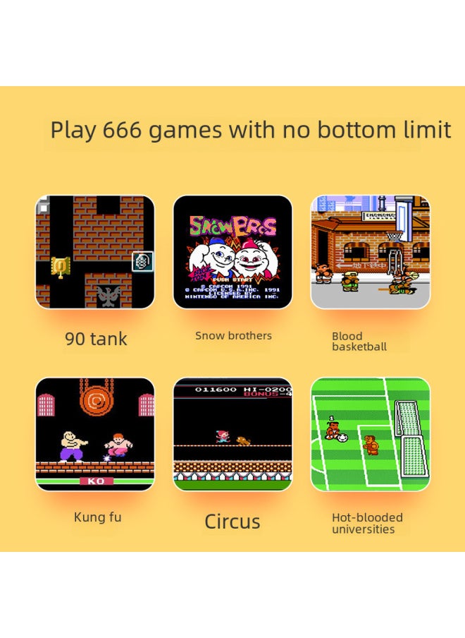 Generic - Handheld Game Machine Ultra-thin G7 Macaron Game Machine Nostalgic 666 Game HD Color FC Game Machine-Model:Quality-Doubles/Pink (built-in 666 Games) - Image 1