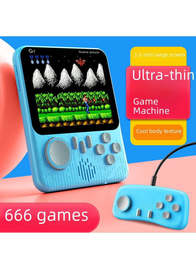 Generic - Handheld Game Machine Ultra-thin G7 Macaron Game Machine Nostalgic 666 Game HD Color FC Game Machine-Model:Quality-Doubles/Pink (built-in 666 Games) - Image 1