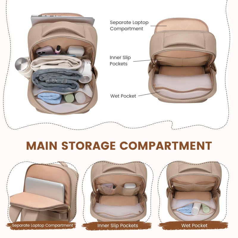 GOLF SUPAGS Lunch Backpack 16 Inch Laptop Backpack with Insulated Cooler Lunch Box Food Bag for College Work Camping Picnics (Champagne) - Image 5