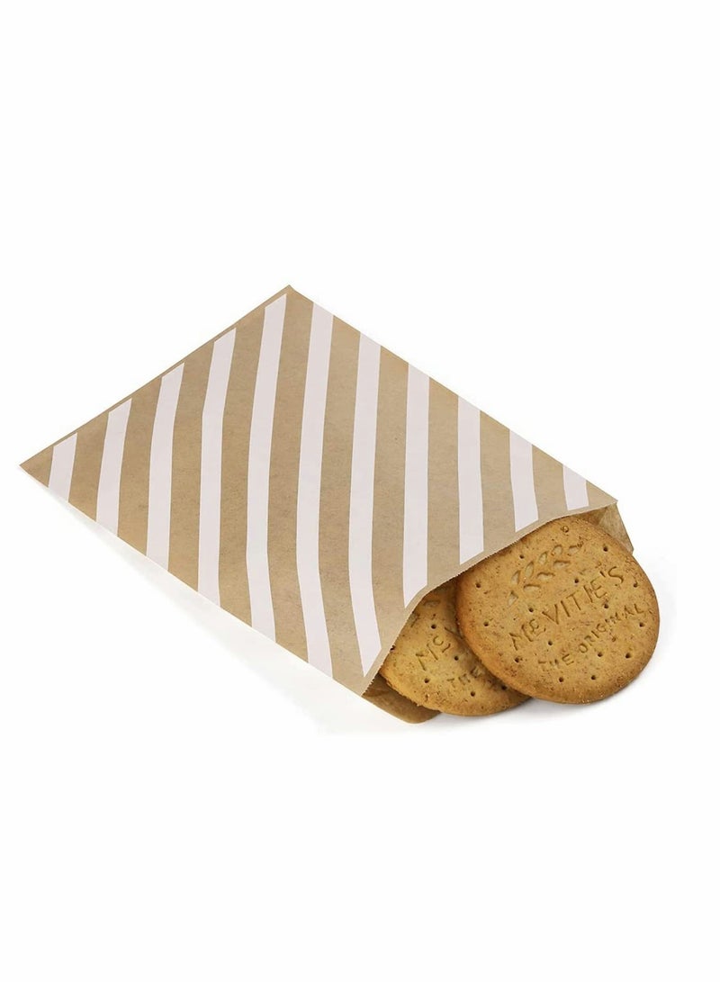 Greaseproof Paper Treat Bags for Cookies, Kraft Paper Bag Flat Greaseproof Paper Bags Greaseproof Envelopes, Paper Snack Bags Cookie Bags Popcorn Bags Brown Stripe 5.5x7.75 Inches,100Pcs - Image 3