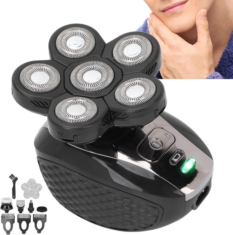 klarako 5 in 1 Bald Head Shavers for Men, Waterproof Wet Dry Grooming Kit with 6 Rotary Blade Heads for Bald Men - Image 3