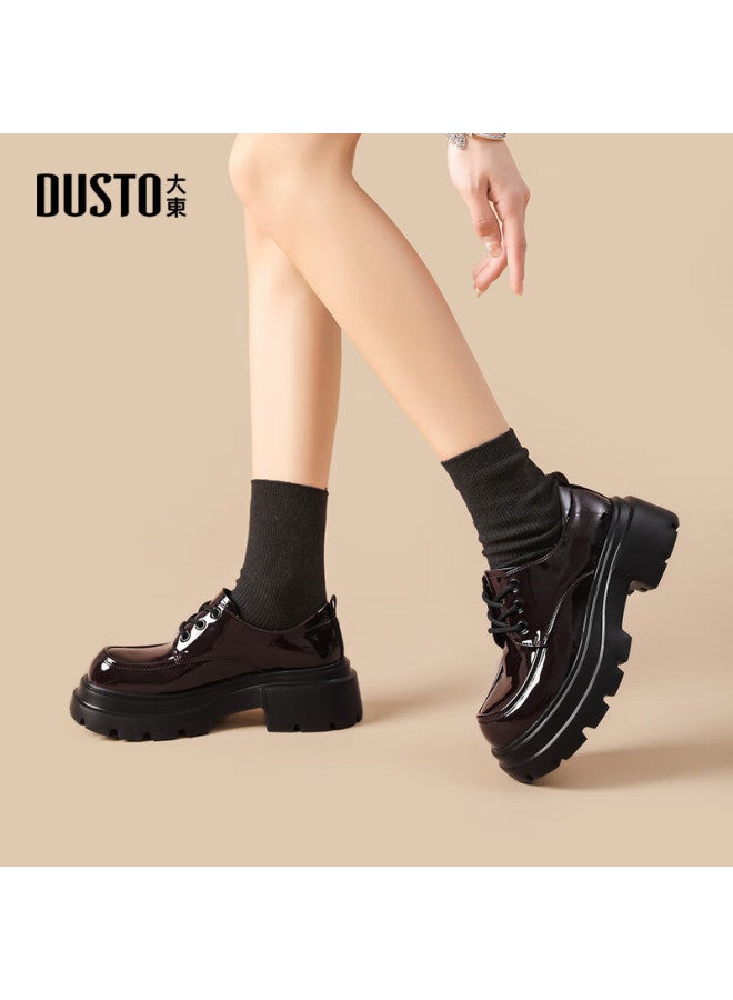 Dusto Platform Loafers Spring New British Style Fashion Chunky Heel Slip-on Round Toe Women's Shoes 0133 - Image 1