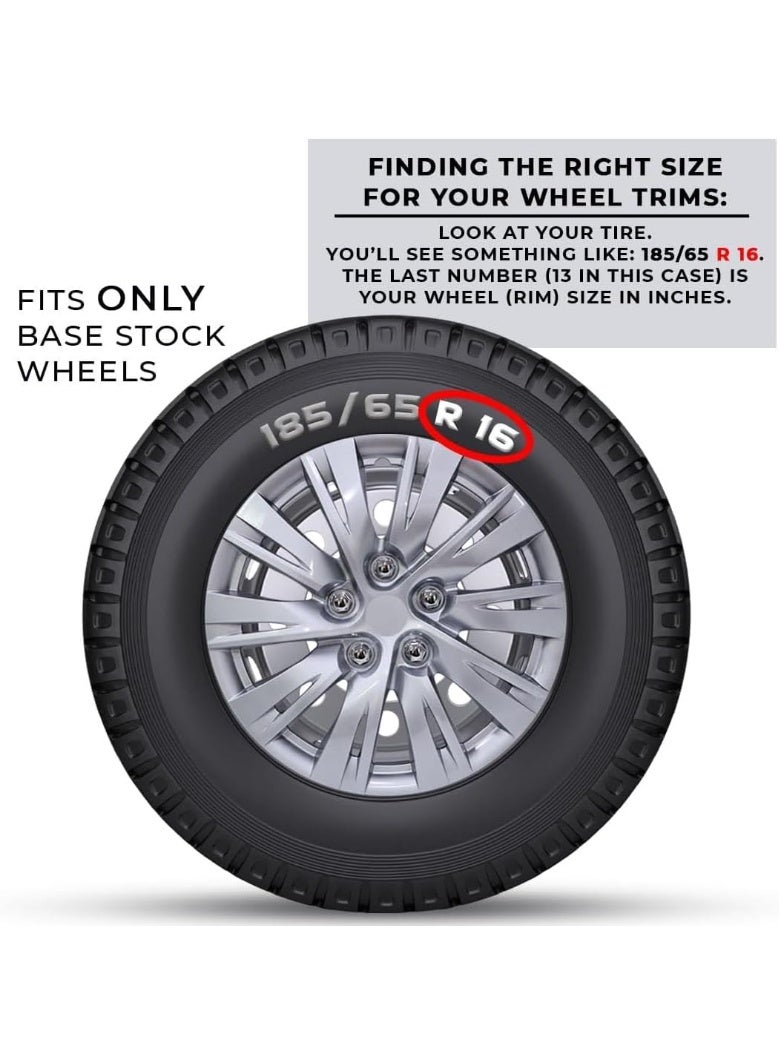 Wheel Covers Hub Caps, Silver Finish, Set of 4, Modern Spoke Design - Image 3