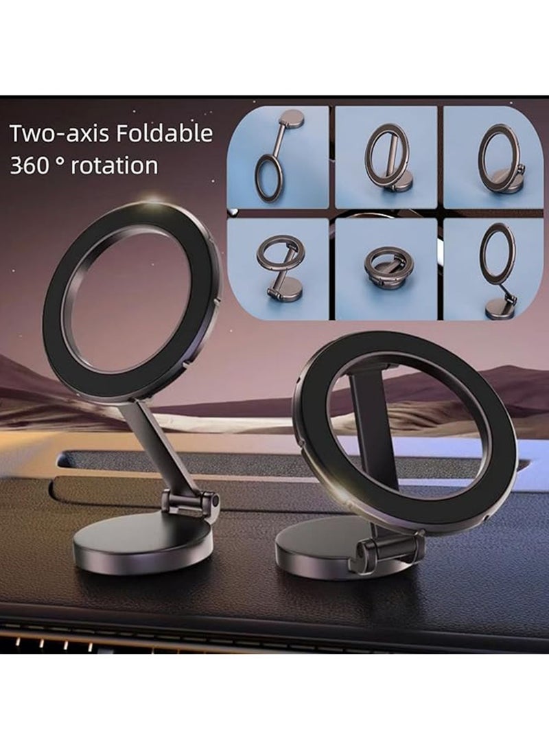for MagSafe Car Mount,【Folding & 360° Rotation】 Magnetic Phone Holder for Car Dash & Model 3/Y Screen, Phone Holders for Your Car Fits Phone 15 14 13 Pro Max (Space Gray)  - Image 2