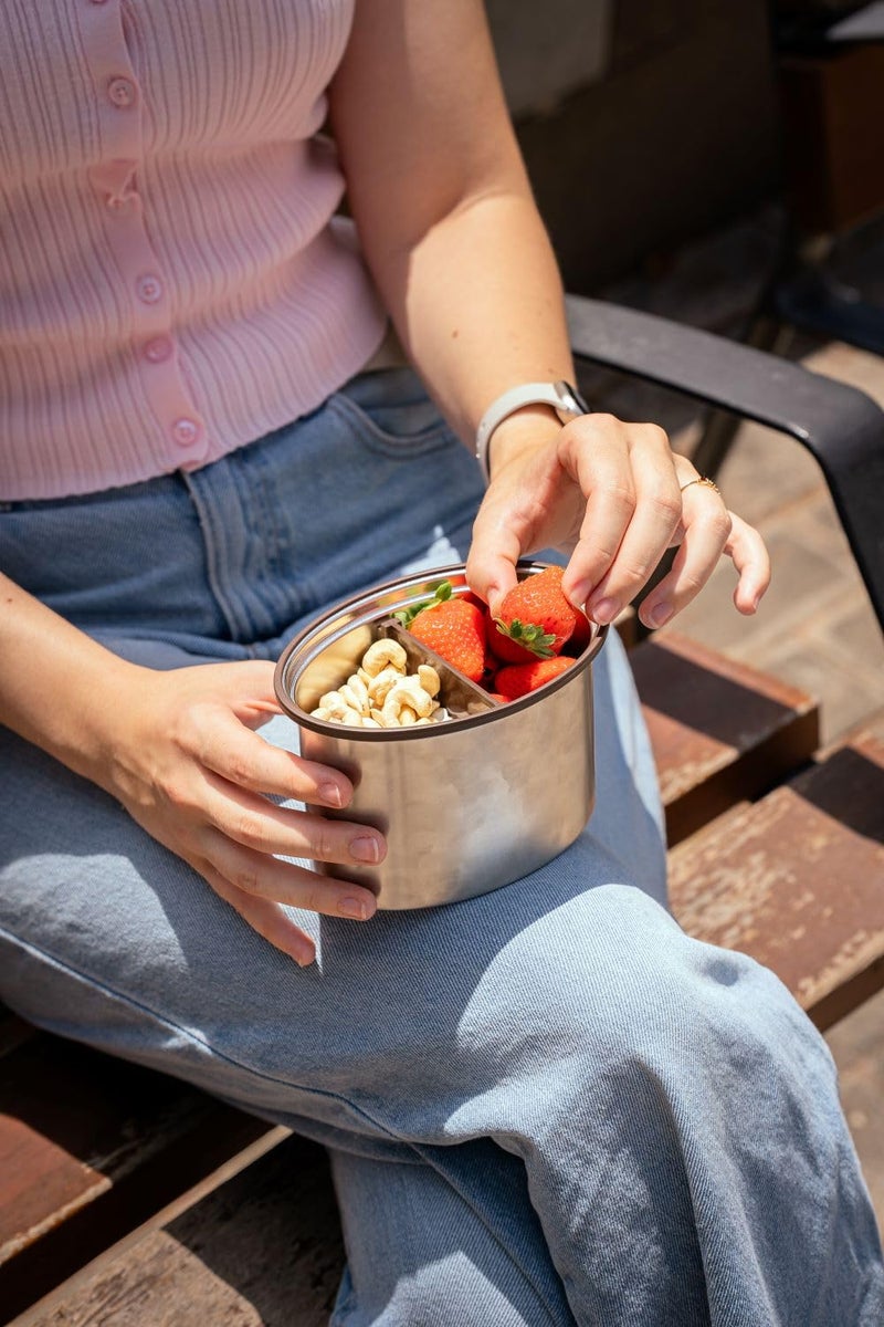 VAYA Yumbytes Stainless Steel Snack Box with Spoon, Fork & Spork Cutlery Set, Leak-Proof, Durable, BPA-Free, and Travel-Friendly Combo for Work, School, and Picnics - Image 2