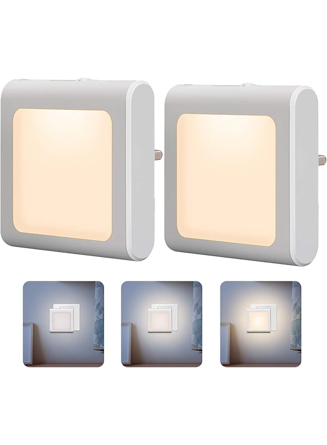 The Bros Night Lights,LED Children's Nightlights Plug in Wall with Auto Dusk to Dawn Sensor,40-50LM Brightness Adjustable,Warm White 3200K for Kids, Bedroom, Bathroom, Hallway, Stair(2 Pack) - Image 1
