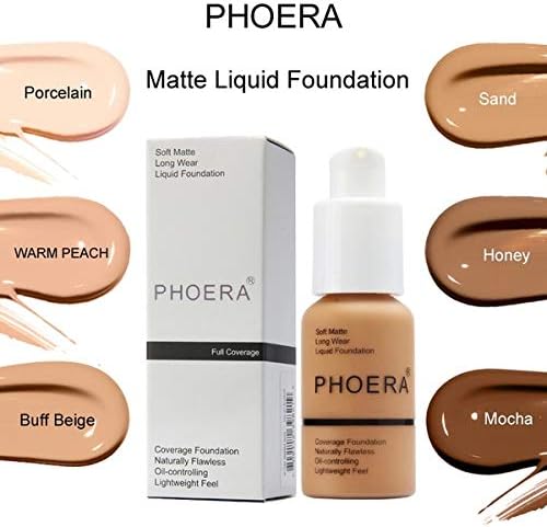 Phoera Aquapurity Phoera Full Coverage Foundation Soft Matte Oil Control Concealer 30ml Long Lasting Flawless Cream Smooth 2 PCS 102 NUDE - Image 4