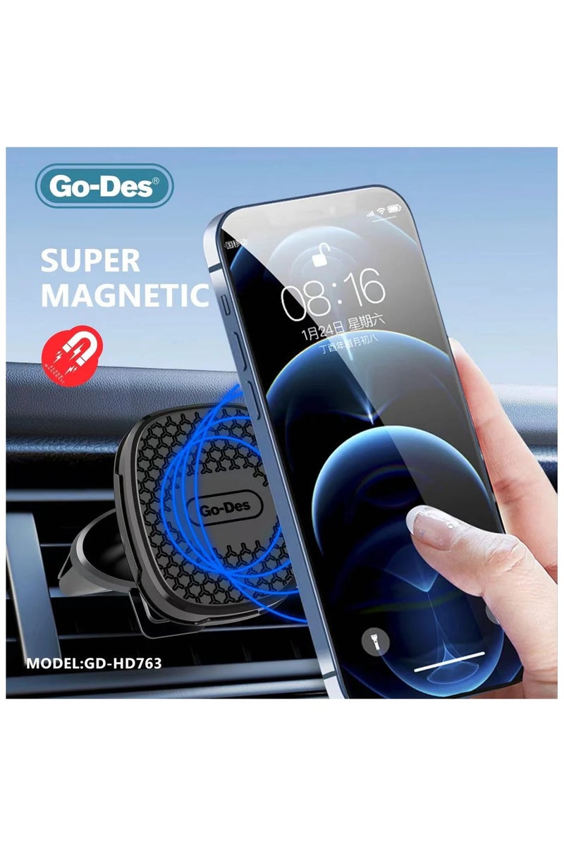 GO-DES Magnetic Car Phone Holder Stand Multifunctional Universal Magnet Wall Mobile Phone Holder - Image 2