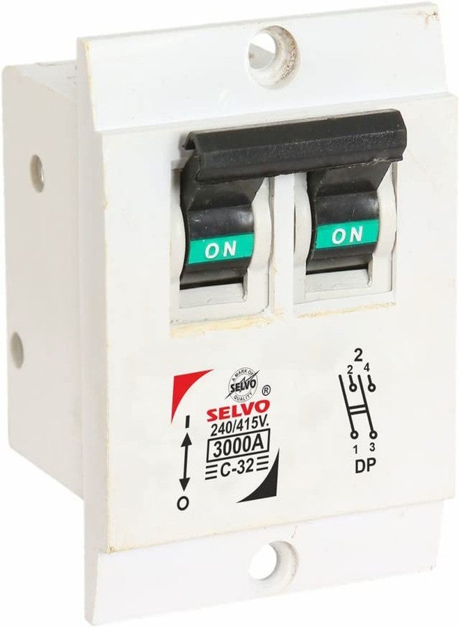 SELVO C-32A Double Pole Flush Mounted (Screw Mounted) Mini MCB (PACK OF 2) - Image 1