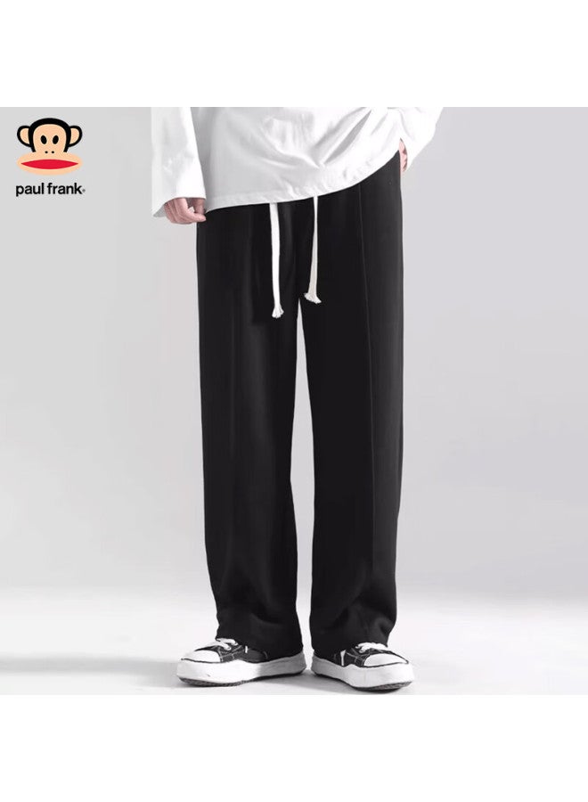 Paul Frank Men's Fleece-lined Casual Pants Autumn Winter New Loose Sweatpants Trendy Versatile Long Pants Black Regular 3XL - Image 3
