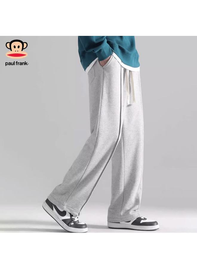 Paul Frank Men's Fleece-lined Casual Pants Autumn Winter New Loose Sweatpants Trendy Versatile Long Pants Black Regular 3XL - Image 2