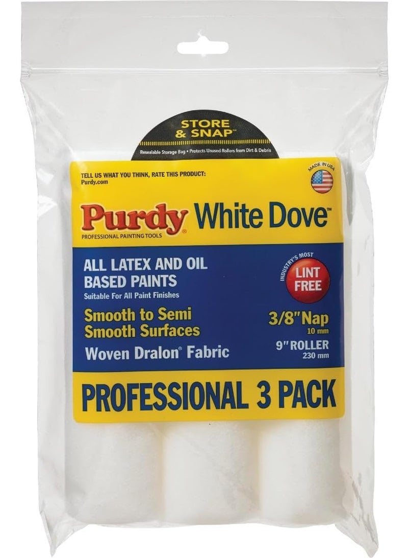 Purdy White Dove Woven 3/8 in. x 9 in. W Paint Roller Cover For Smooth Surfaces 3 pk - Image 2
