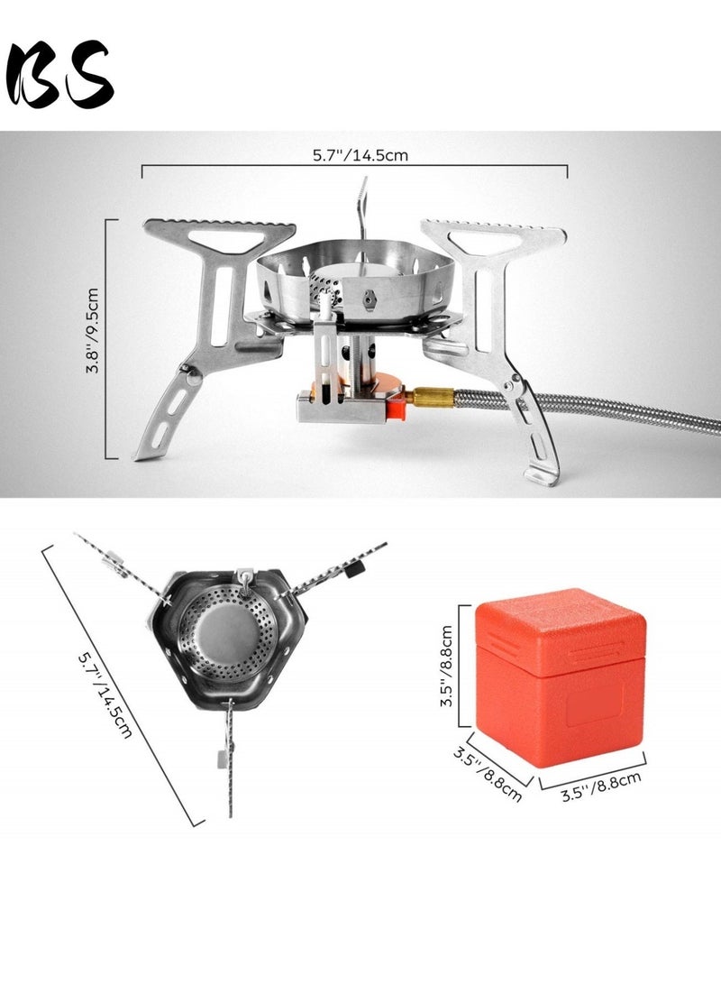 BS 3500W Windproof Portable Foldable Camping Stove | Piezoelectric Igniter | Includes Storage Case and Adapter | Suitable for Backpacking, Hiking, and Picnics - Image 3