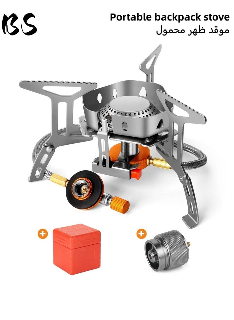 BS 3500W Windproof Portable Foldable Camping Stove | Piezoelectric Igniter | Includes Storage Case and Adapter | Suitable for Backpacking, Hiking, and Picnics - Image 1