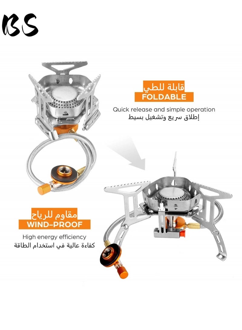 BS 3500W Windproof Portable Foldable Camping Stove | Piezoelectric Igniter | Includes Storage Case and Adapter | Suitable for Backpacking, Hiking, and Picnics - Image 5