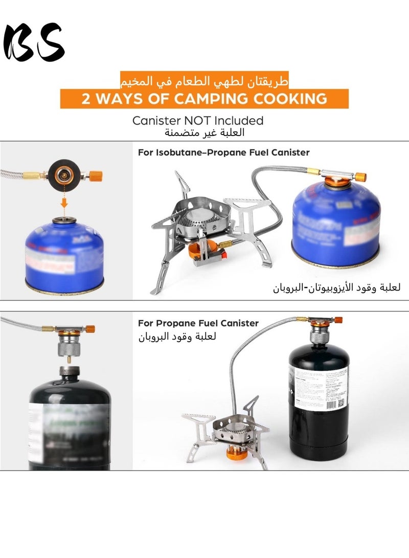 BS 3500W Windproof Portable Foldable Camping Stove | Piezoelectric Igniter | Includes Storage Case and Adapter | Suitable for Backpacking, Hiking, and Picnics - Image 4