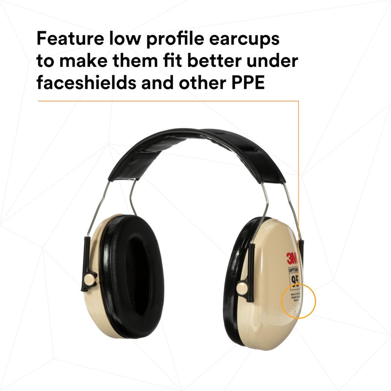 3M Peltor H6AV Optime 95 Over the Head Noise Reduction Earmuff, Hearing Protection, Ear Protectors, NRR 21dB, Ideal for Machine Shops and Power Tools, Beige - Image 5