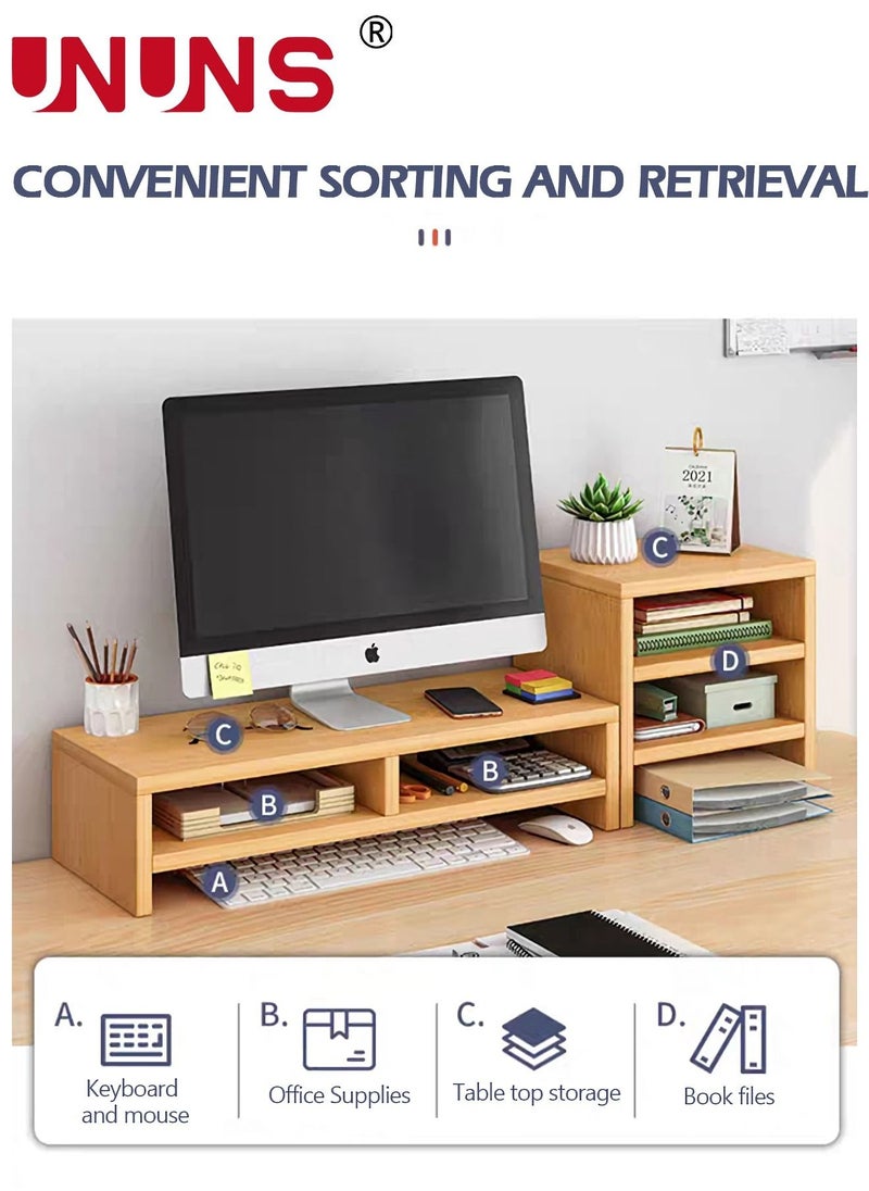 Monitor Stand Riser,2 Tier Computer Monitor Stand With 3 Tier Storage Shelf Desktop Organizer,For Office And Home Use