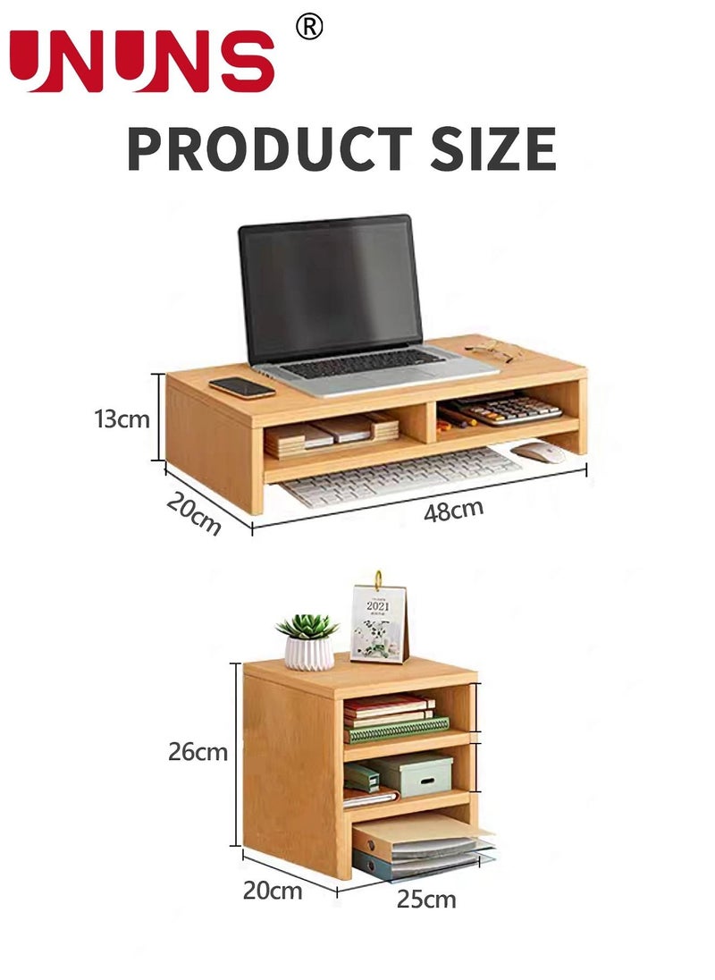 Monitor Stand Riser,2 Tier Computer Monitor Stand With 3 Tier Storage Shelf Desktop Organizer,For Office And Home Use