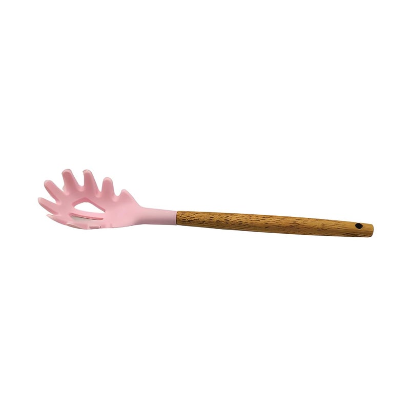 LEMON TREE Silicone Salad Claws Ladle with Wooden Handle Cooking Noodle spaghetti Easy to Clean Perfect for Nonstick Utensils HeatResistant Pink - Image 4