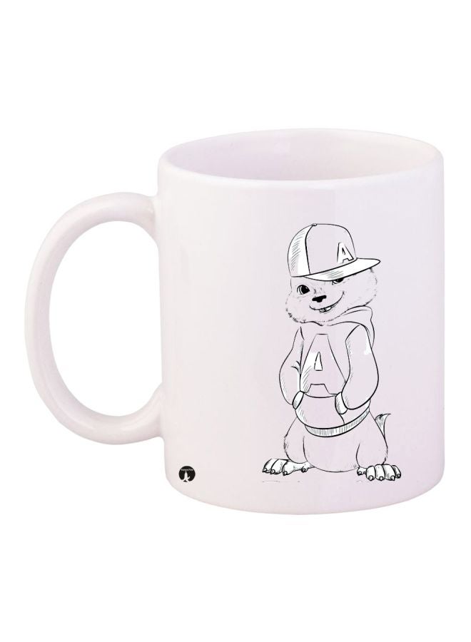 RYN Cartoon Printed Coffee Mug White/Grey 11ounce