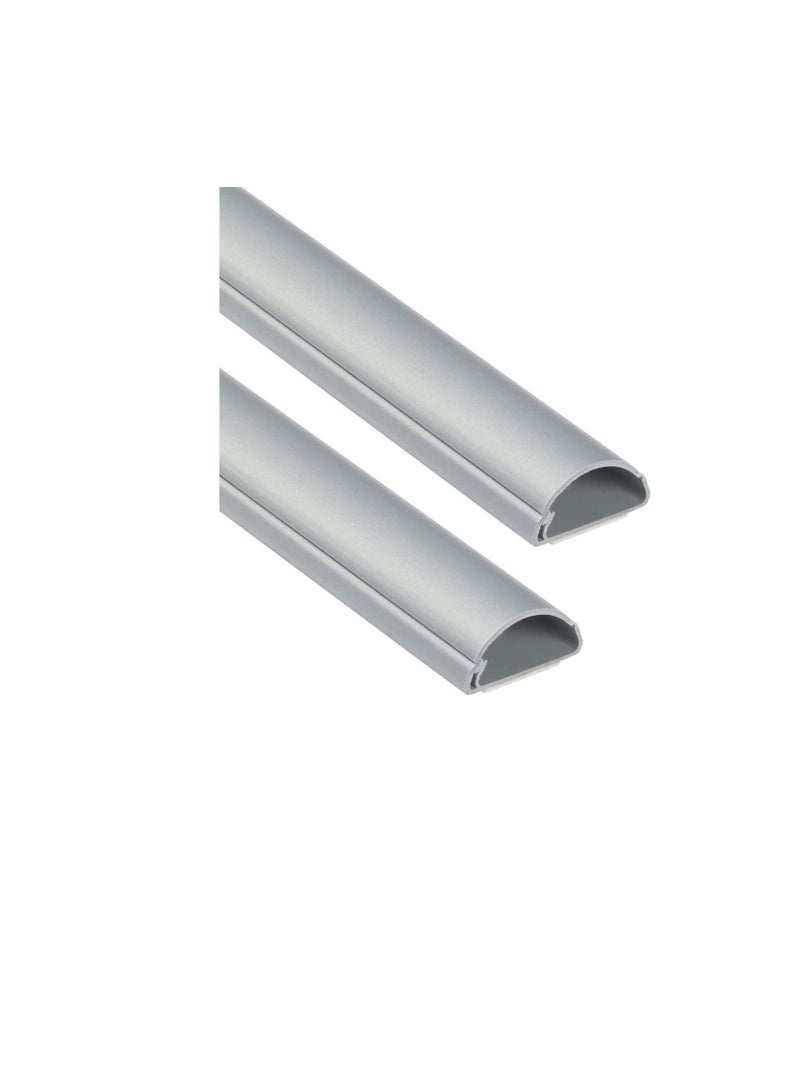 1 Meter Grey Floor PVC Trunking With Self Adhesive Red Sticker Wall Cord Cover Cable Concealer On-Wall Wire Cover Paintable Cable Management - Pack of 2 (16x65MM, Grey)  - Image 1