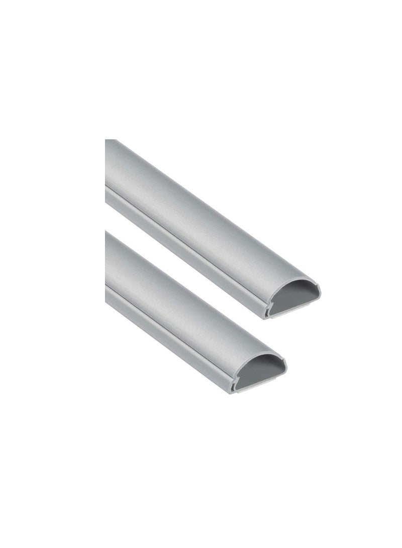 1 Meter Grey Floor PVC Trunking With Self Adhesive Red Sticker Wall Cord Cover Cable Concealer On-Wall Wire Cover Paintable Cable Management - Pack of 2 (16x65MM, Grey)  - Image 3