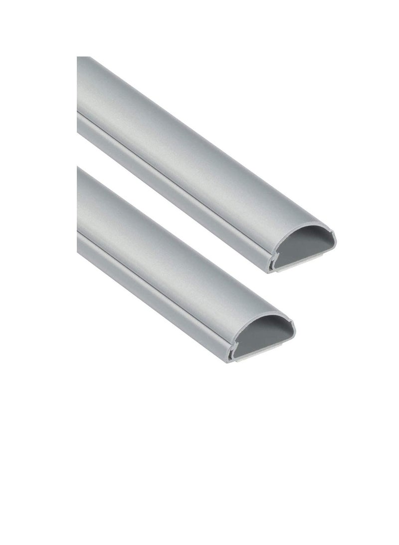1 Meter Grey Floor PVC Trunking With Self Adhesive Red Sticker Wall Cord Cover Cable Concealer On-Wall Wire Cover Paintable Cable Management - Pack of 2 (16x65MM, Grey)  - Image 2