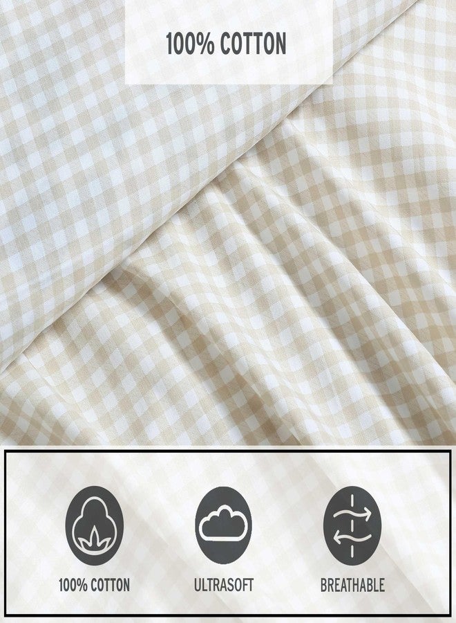 Eddie Bauer - Sheet Set, Cotton Percale Bedding with Matching Pillowcase, Crisp & Breathable, 200-Thread Count, Classic Comfort Essentials (Little Gingham Beige, Twin) - Image 5