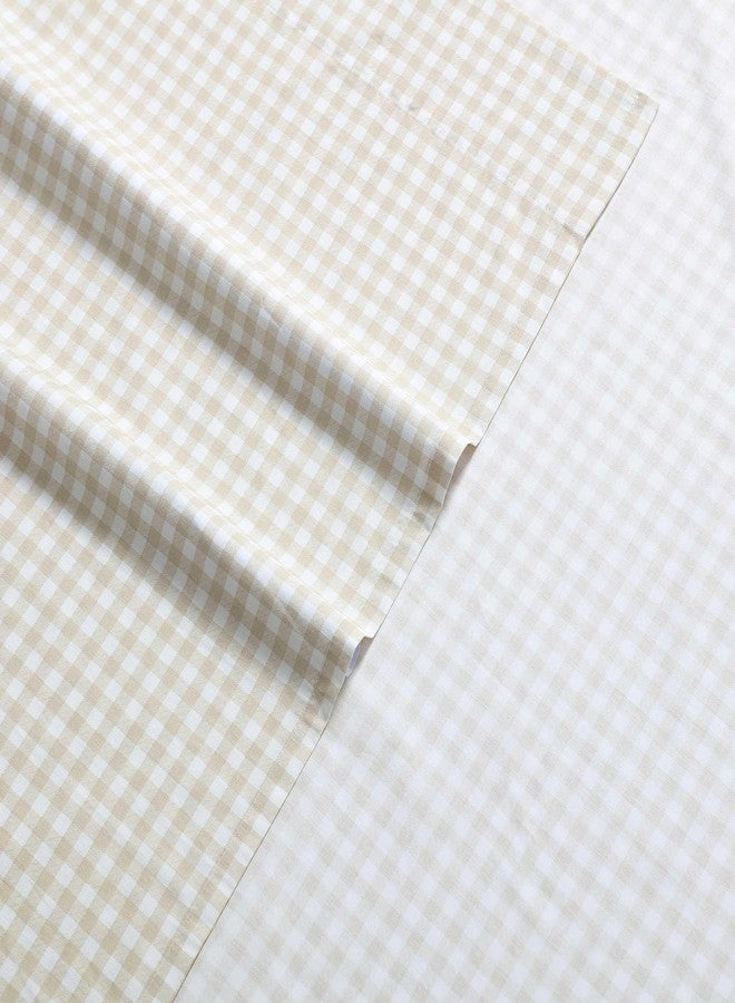 Eddie Bauer - Sheet Set, Cotton Percale Bedding with Matching Pillowcase, Crisp & Breathable, 200-Thread Count, Classic Comfort Essentials (Little Gingham Beige, Twin) - Image 3