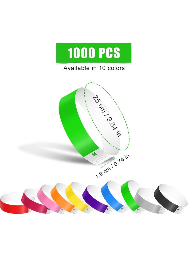 1000 قطعة أساور ورقية للفعاليات، أساور مضيئة مقاومة للماء لحفلات المعصم، أساور دخول ملونة، أساور ورقية للفعاليات، مهرجان الموسيقى، الحفلات، المسابقات (10 ألوان) - Image 2